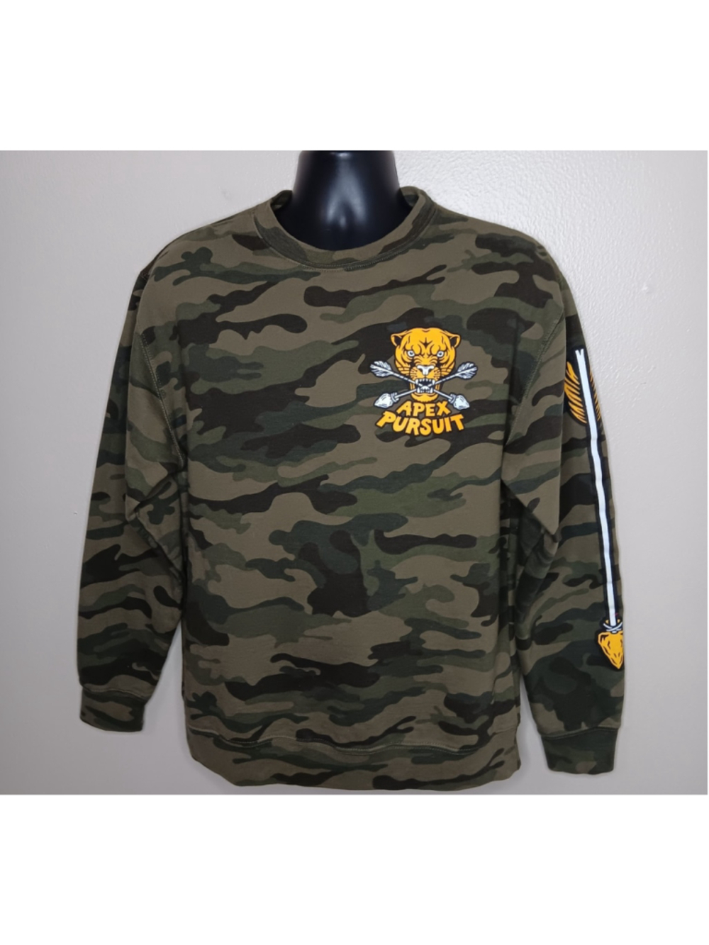 Apex Persuit Archery Adult Large Camo Sweatshirt Tiger Crewneck Bow Hunting